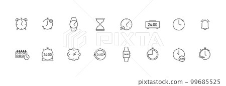 Clock icons set. Mechanical and electronic timers with speed control 99685525