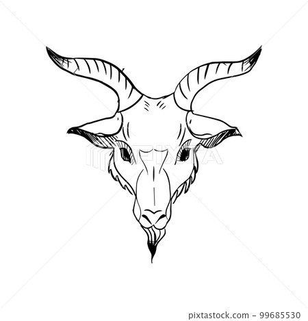 Ocult head of goat with horns 99685530