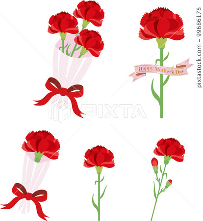 Mother's Day decoration carnation gift present bouquet decoration simple illustration material set Mother's Day decoration carnation gift present bouquet decoration simple illustration material set 99686178