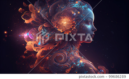 Head of dreaming woman, AI based 99686289