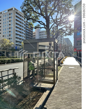 Large public telephones and telephone boxes that can be accessed while in a wheelchair 99686350