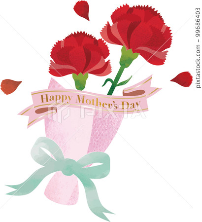 Mother's Day decoration carnation watercolor analog gift present bouquet illustration material Mother's Day decoration carnation watercolor analog gift present bouquet illustration material 99686403