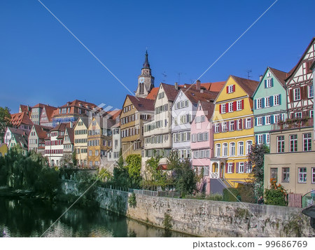 Embankment of the river Neckar in Tubingen, Germany 99686769