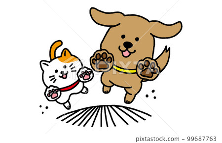 Running dog and cat (simple) Running dog and cat (simple) 99687763