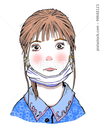 woman with a mask on her chin 99688123