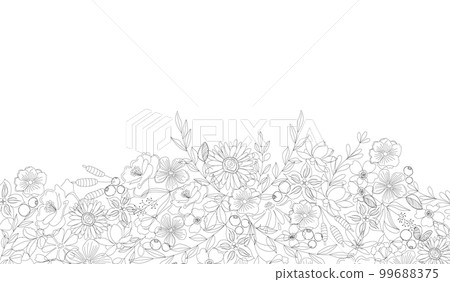 花卉簡單，線條畫，自然美麗的線條畫植物背景材料，矢量 99688375