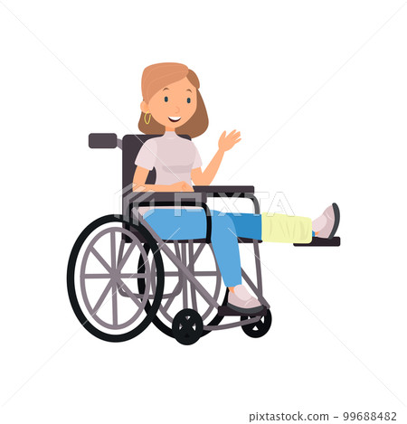 Woman in wheelchair flat icon. Colored vector element from disabled collection. Creative Woman in wheelchair icon for web design, templates and infographics. 99688482