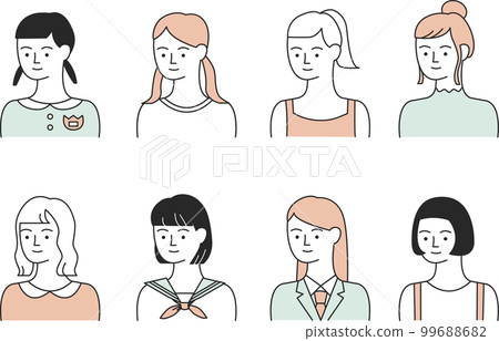 Various young women with hairstyles and clothes [white background] 99688682
