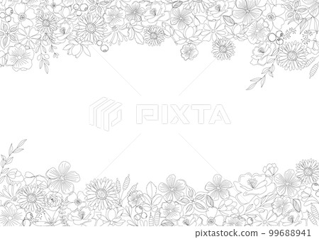 Flower simple, line drawing, natural botanical background material with beautiful line drawing 99688941