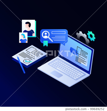 Search for new CVs, Find new resumes. Vector Illustration Search for new CVs, Find new resumes. Vector Illustration 99689252