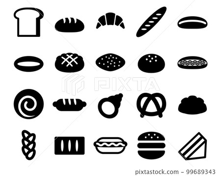 各種類型的麵包圖標集_黑色固體 各種類型的麵包圖標集_黑色固體 99689343