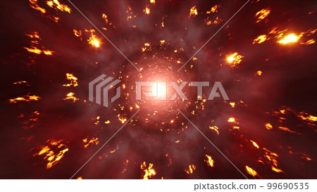 Flame particles and smoke in burning space Flame particles and smoke in burning space 99690535