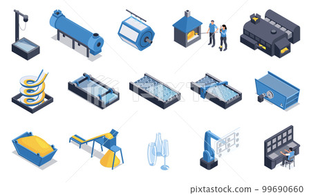 Glass Production Isometric Color Set Glass Production Isometric Color Set 99690660