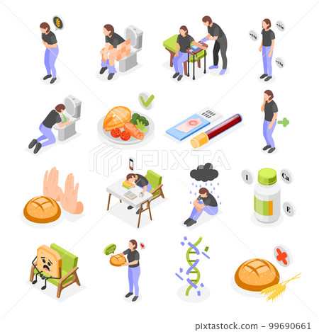 Gluten Intolerance Icon Set Gluten Intolerance Icon Set 99690661