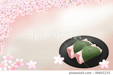 Sakuramochi / with rectangular frame Background retro peach gradation with difference 99691235
