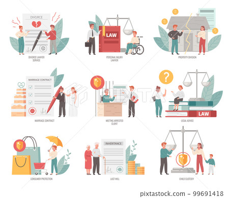 Lawyer Icons Set 99691418