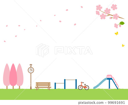 春天公園插畫背景素材 春天公園插畫背景素材 99691691