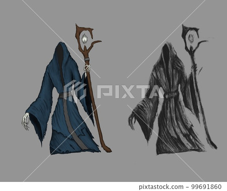 Mage fantasy character, character development for the game, concept art, digital illustration 99691860