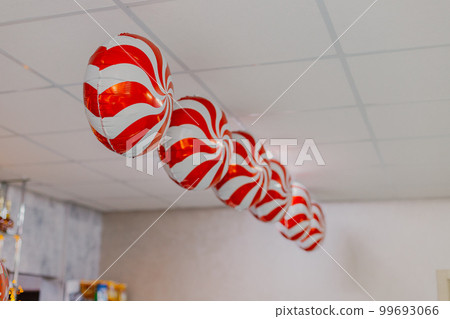 Striped balloons for the interior, on the ceiling Striped balloons for the interior, on the ceiling 99693066