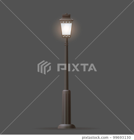 Isolated night lantern with pillar lamp. Vector. Isolated night lantern with pillar lamp. Vector. 99693130