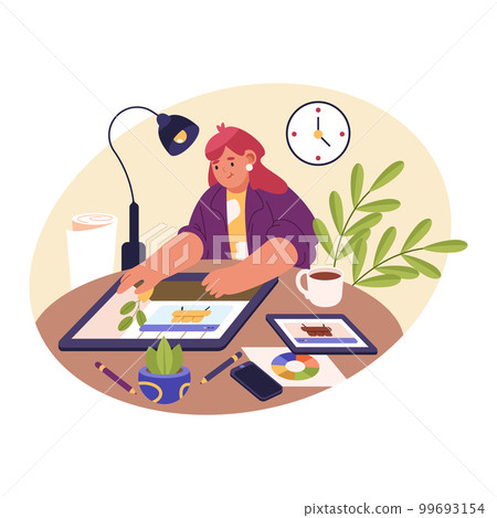 Vector flat clipart of woman interior designer. 99693154