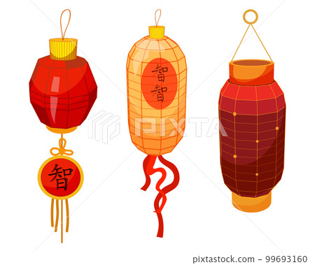 Set of chinese holiday lanterns, vector images. 99693160