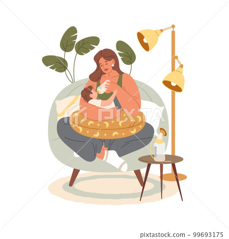 Baby with bottle and feeding mother image.Milk eat 99693175