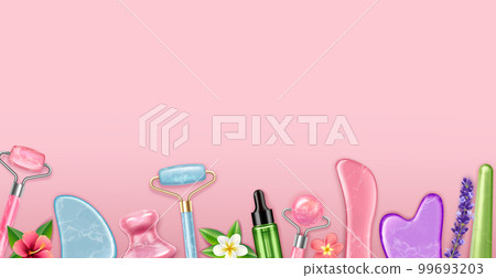 Gua Sha Massage Realistic Composition 99693203