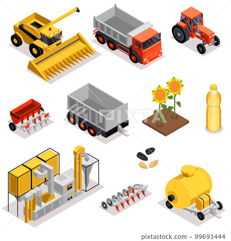 Sunflower Production Icon Set 99693444