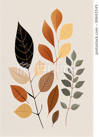 Image material: Earth color leaf illustration (Generative AI) 99693545