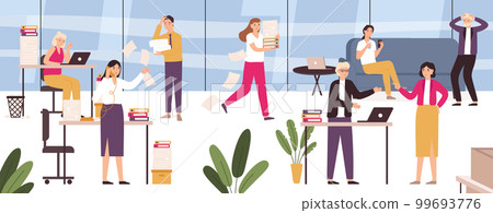 Chaos in office, work place with stressed 99693776