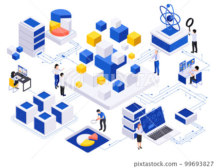 Isometric Data Cubes Flowchart 99693827