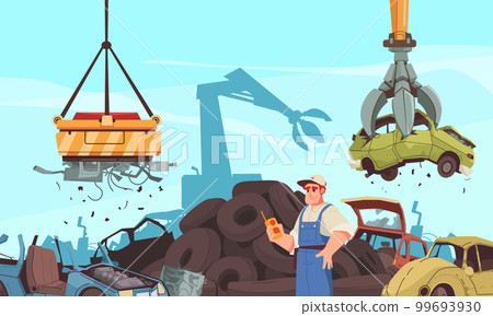 Car Dump Cartoon 99693930