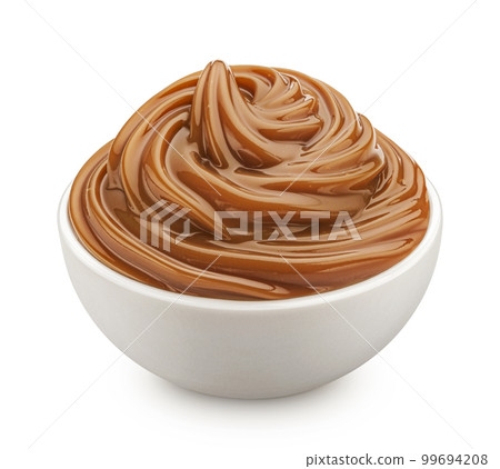 Melted caramel cream isolated on white background, full depth of field 99694208