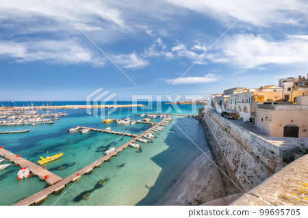 Breathtaking view on harbour of Otranto in Italy with lots of boats and yachts. 99695705