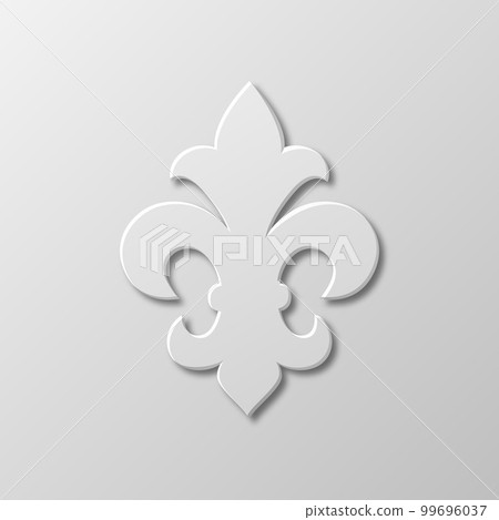 Vector Realistic Paper 3d Fleur De Lis Closeup on White Background. Heraldic Lily Sign, Vector Illustration Vector Realistic Paper 3d Fleur De Lis Closeup on White Background. Heraldic Lily Sign, Vector Illustration 99696037