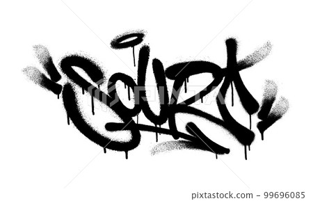 Sprayed sour font graffiti with overspray in black over white. Vector illustration. Sprayed sour font graffiti with overspray in black over white. Vector illustration. 99696085