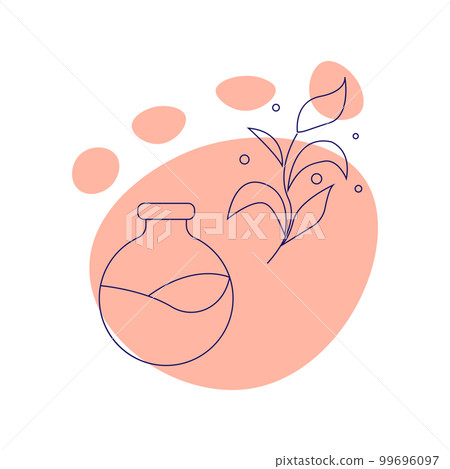 Fask with flower. Esoteric symbol. Hand drawn linear 99696097