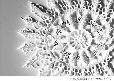 Retro white lace pattern with flowers. Elegant monochrome fabric design Retro white lace pattern with flowers. Elegant monochrome fabric design 99696289