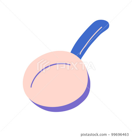 Cartoon Color Cute Frying Pan Kitchen Icon Concept Flat Design Style Isolated on a White Background. Vector illustration 99696463