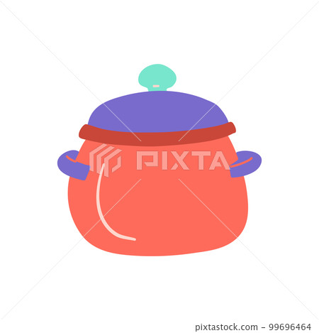 Cartoon Color Cute Pan Kitchen Icon Concept Flat Design Style Isolated on a White Background. Vector illustration 99696464