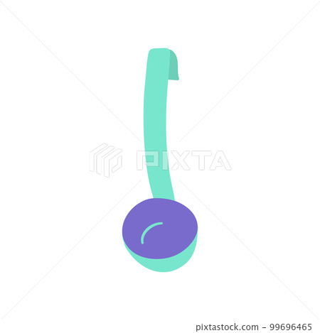 Cartoon Color Cute Ladle Kitchen Icon Concept Flat Design Style Isolated on a White Background. Vector illustration 99696465
