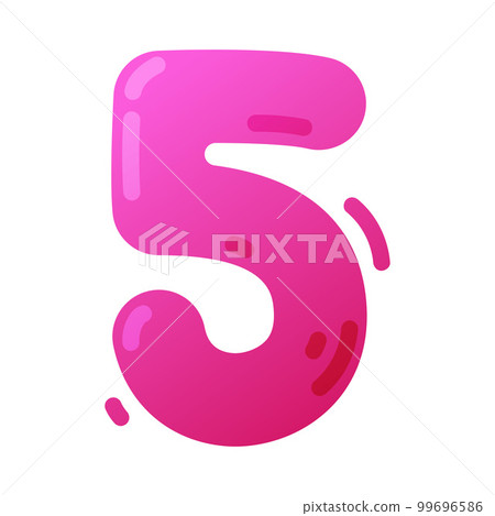 Funny Pink Balloon Number or Numeral Five Vector Illustration 99696586