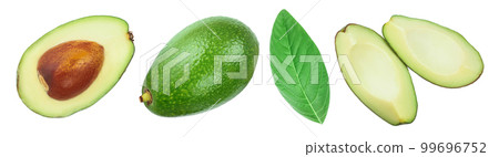 avocado and slices isolated on white background. Top view. Flat lay 99696752