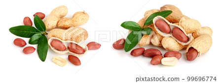 peanuts with leaf isolated on white background peanuts with leaf isolated on white background 99696774