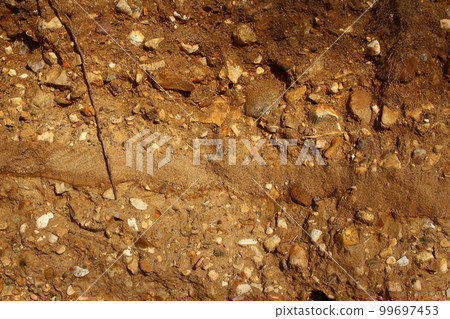 Rounded stones in moraine sand and gravel deposits 99697453