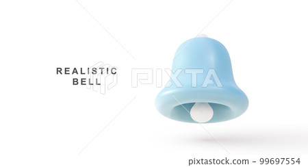 3D realistic blue bell on white background. Vector illustration. 99697554