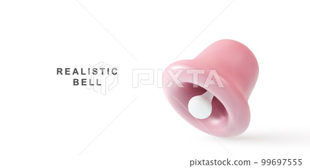 3D realistic red bell on white background. Vector illustration. 3D realistic red bell on white background. Vector illustration. 99697555