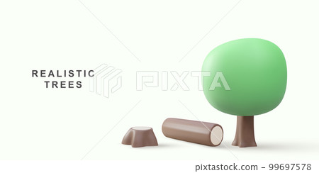 3d realistic tree isolated. Vector illustration. 99697578