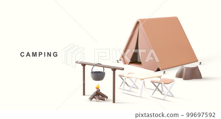 3d realistic camping concept. Vector illustration. 99697592